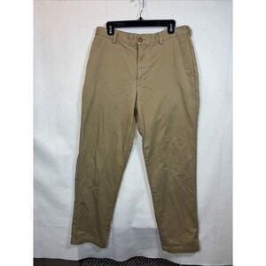 LL BEAN Pants Flannel Lined 33x34 Beige Chinos Natural Fit Plain Front